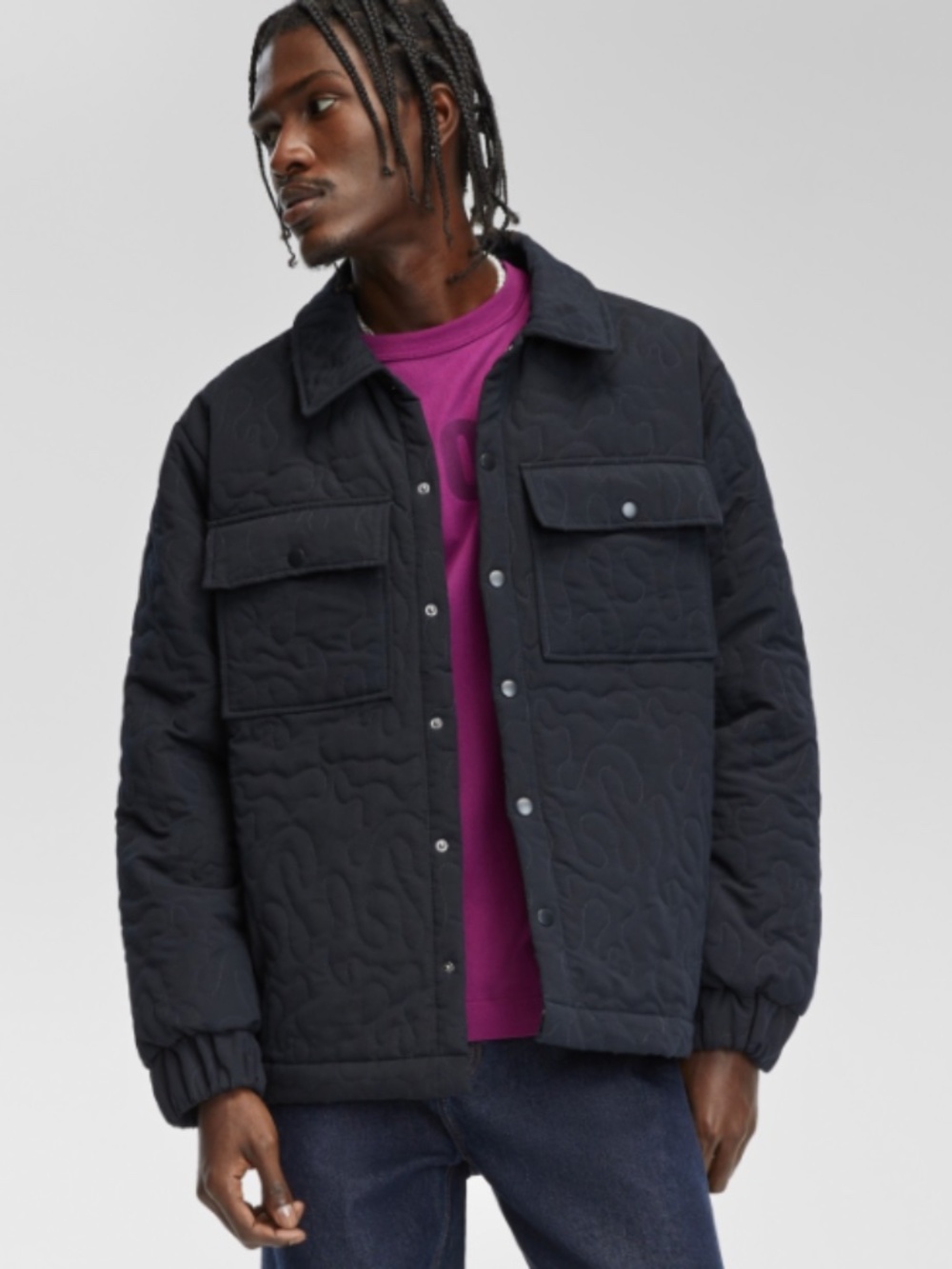 Mode of One Men's Quilted Jacket, Created for Macy's - Deep Black Size XXL NWT